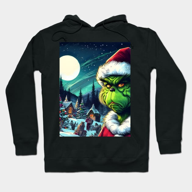 Whimsical Holidays: Grinch-Inspired Artwork and Festive Delights Hoodie by insaneLEDP